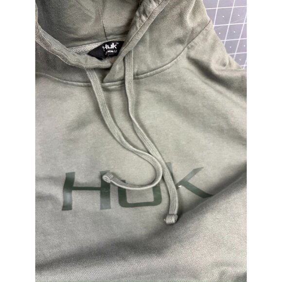 Huk Mens Logo Hoodie Green Moss Size M New w/Tags - Picture 2 of 6